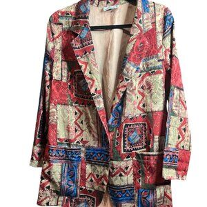 Women's Vintage Danielle B Tri-Color Blazer  One Button Closure Size MD  USED